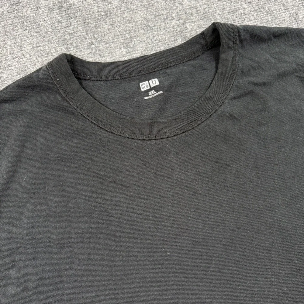 Uniqlo U T-Shirt 3XL Black Crew Neck‎ Short Sleeve Cotton Mens 341-433028